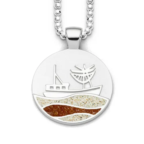 DUR Schmuck Anhänger KUTTER Strandsand, Bernstein Silber 925/- rhod. (P4102)