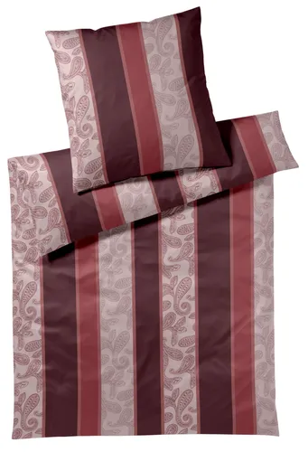 Joop! Bettwäsche Paisley Stripes 4121-01 rouge - 135x200cm + 80x80cm - Exklusive Bettwäsche aus hochwertigem Comfort-Satin, langlebig und farbenfroh. Ideal für stilvolle Schlafzimmer, waschbar bis 60°C und trocknergeeignet.