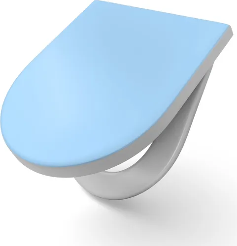 DEQORI WC-Sitz 'Unifarben - Hellblau' - Hochwertiger Toilettensitz aus Duroplast, hygienisch und pflegeleicht. Mit langlebigem UV-Druck und kratzfester Oberfläche bringt er Stil und Komfort in jedes Badezimmer. Ideal für D-förmige WC-Keramiken.