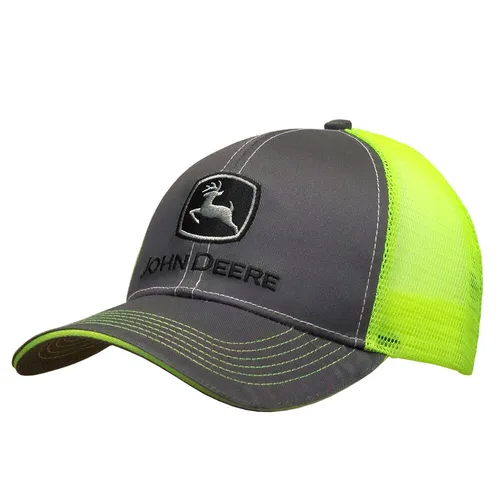 JOHN DEERE HighViz Base Cap Schirmmütze - Grau Neon Gelb mit besticktem Logo!
