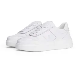 Plateausneaker TOMMY HILFIGER "PATENT PLATFORM SNEAKER" - Damen Sneaker aus hochwertigem weißen Nappaleder mit sportlichem Design und 3 cm Plateauhöhe, ideal für einen lässigen Look.