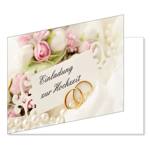 Stück Einladungskarten zur Hochzeit DIN A6 Einladungen Ringe Rosen (EKT-103) 25