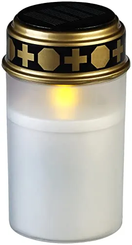 PEARL Solar-LED-Grabkerze mit flackerndem Licht - LED Kerzen für stilvolle Grabbeleuchtung: realistisch flackerndes Licht, spritzwassergeschützt (IP44) und bis zu 12 Stunden Leuchtdauer dank Solar-Akku.