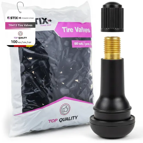 Reifenventile TR413 Gummiventile - 100 Stück für schlauchlose Reifen - Kategorie: Ventile, Deckel & Kappen. Hochwertige Gummiventile für zuverlässige Dichtheit und einfache Montage, ideal für Reifenwerkstätten und DIY-Projekte.