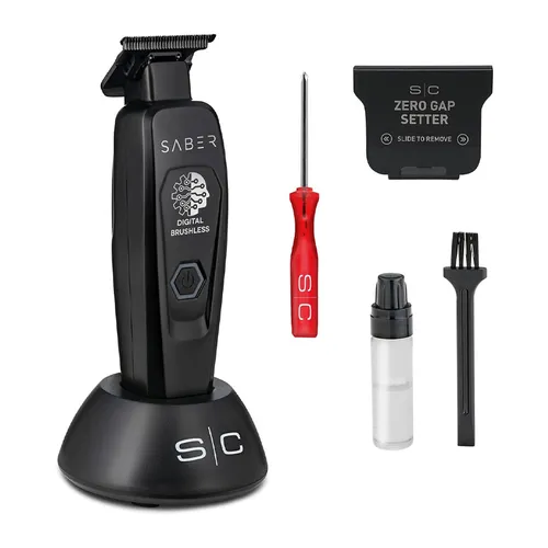 Stylecraft Saber Trimmer Black - Präziser Haarschnitt - Haarscherer mit bürstenlosem Digitalmotor und hypoallergener Gold Titanium Klinge für präzise Schnitte. 180 Minuten Laufzeit und modernes Design für höchsten Komfort.