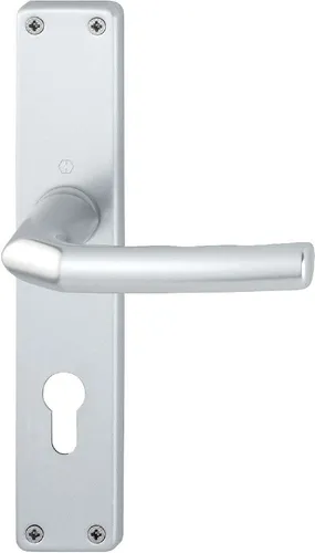 Hoppe Birmingham Aluminium-Langschild-Türgriff-Garnitur 1117/202SP - Türsicherungen: Robuste und elegante silberfarbene Garnitur für Innentüren, ideal für einen modernen Look und hohe Sicherheit.