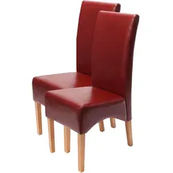 Mendler 2er-Set Esszimmerstuhl Latina - Rot mit Hellen Beinen - Esszimmerstühle mit modernem Design und bequemer Polsterung, ideal für stilvolle Akzente in Ihrem Zuhause. Maximale Belastbarkeit: 150 kg, geprüft nach BSCI-Sozialstandards.