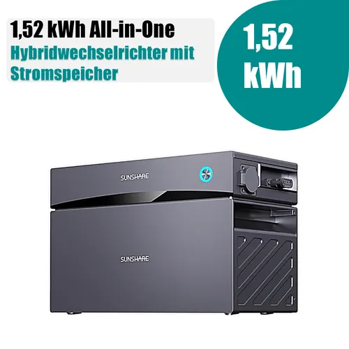 Sunshare Glory All-in-One Balkonkraftwerk Stromspeicher 1,52 kWh – Effiziente Energielösung für Ihr Zuhause - Der Sunshare Glory 1,52 kWh Speicher ist ideal für moderne Balkonkraftwerke. Mit innovativer Semi-Solid-Batterietechnologie und einfachem Plug-&-Play-Design sorgt er für zuverlässige Stromversorgung und maximale Effizienz.
