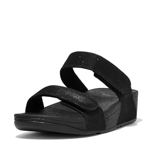Lulu Adjustable Shimmerlux Slides - Hochwertige Slides mit verstellbarem Verschluss für optimalen Halt. Die Mikrowobbleboard-Mittelsohle sorgt für ganztägigen Komfort und die rutschfeste Gummisohle bietet zusätzlichen Grip.