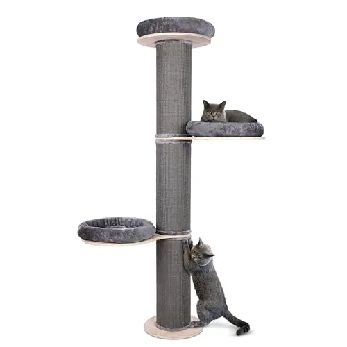 PET VIOLET Cat Tower A 185 cm – Wandmontierter Kratzbaum aus Massivholz - Der PET VIOLET Cat Tower A bietet stabilen Halt und Komfort für große Katzen. Mit 3 Ebenen, hochwertigen Materialien und platzsparendem Design ist er ideal für moderne Wohnräume.