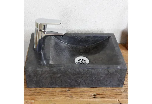 Casa Moro Waschbecken Cecilia Schwarz - Handgemachtes Marmor Waschbecken für Badezimmer - Elegantes Aufsatzwaschbecken aus indonesischem Marmor, einzigartig und pflegeleicht, ideal für stilvolle Bäder.