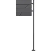 ML-Design Edelstahl Briefkasten mit Ständer - anthrazit - Modernes Briefkasten-Set aus pulverbeschichtetem Edelstahl, wetterfest und rostfrei. Inklusive Bodenanker für einfache Montage. Schützt Ihre Post dank verschließbarem Design und integrierten Zeitungsfach.