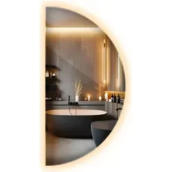 LED Spiegel – Halbkreis Badezimmerspiegel 80cm mit Warmweiß 3000K - Eleganter LED Spiegel in Halbkreis-Design, perfekt für Badezimmer und Wohnräume. Mit warmer Beleuchtung und einfacher Montage für ein stilvolles Ambiente.