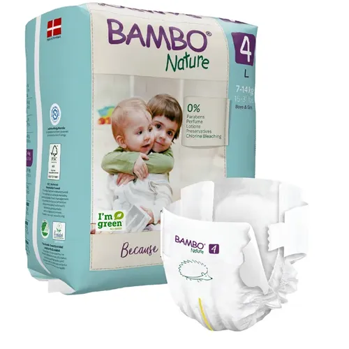 BamboNature Babywindeln Abena Bambo Nature Windeln 7-14 kg Größe 4 24 Stück, die neue Generation umweltfreundlicher Windeln 1000019254