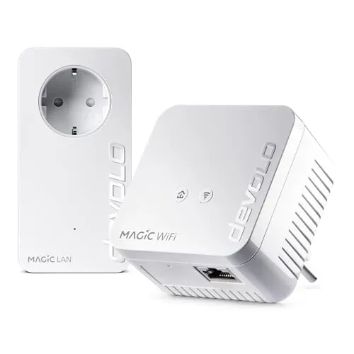 devolo Magic 1 WiFi mini Starter Kit - 1200 Mbit - Powerline Adapter Kit mit 2 Adaptern, sorgt für schnelles WLAN überall im Haus, ideal für Streaming und Gaming.