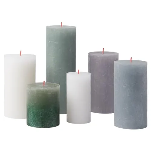 Bolsius Rustik Stumpenkerzen - Geschenk Set 6 Stück - Nordic Landscape - Dekorative Haushaltkerzen - Länge Brenndauer - Unparfümierte - Natürliches Pflanzenwachs - Ohne Palmöl