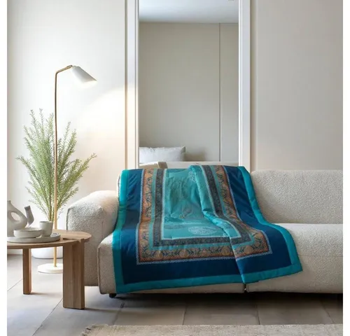 Bassetti Plaid Florence (Turchese T1, 135x190) - Kuscheldecke aus 100 % Baumwolle, weich und atmungsaktiv, ideal für gemütliche Abende und stilvolle Akzente in Ihrem Wohnraum.