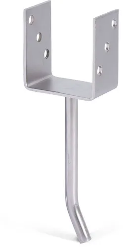Alberts U-Pfostenträger, zum Einbetonieren, mit Betonanker aus Rundstahl, Breite 91 mm, Länge Betonanker 200 mm