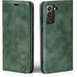 Handy Hülle für Samsung Galaxy S21 5G Klapphülle Bookcase Flip Cover Handy Tasche Etui Farbe: Grün - Grün