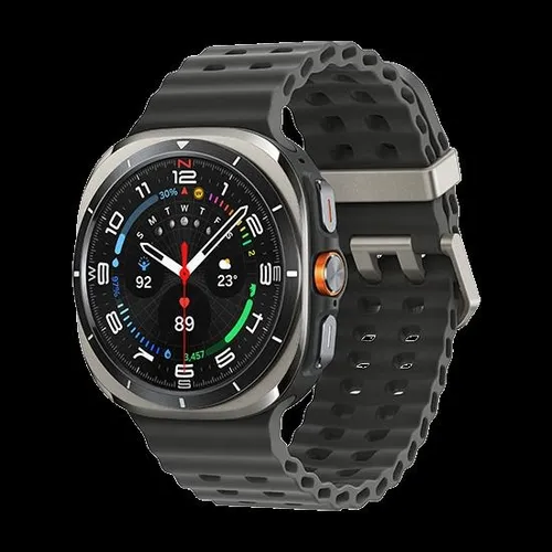 Samsung Galaxy Watch Ultra (2025) 47mm Sportband Dunkelgrau - Smartwatch mit beeindruckender Widerstandsfähigkeit: Hitze bis 55 °C, 9.000 m Höhe, 10 ATM wasserdicht und bis zu 100 Stunden Akkulaufzeit im Energiesparmodus.