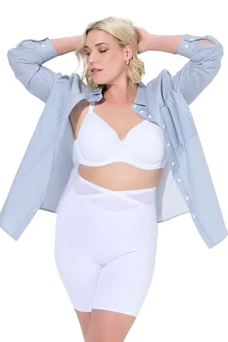 Ulla Popken Damen Shapewear-Unterhose, Schneeweiß, 62-64 - Funktionsunterwäsche für eine straffe und glatte Silhouette, hohe Leibhöhe und langes Bein für optimalen Tragekomfort.