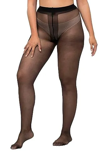 Ulla Popken Damen große Größen Übergrößen Plus Size Feinstrumpfhose, Laufmaschenstopp, Ernergy Support, 20 den