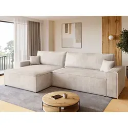 BROMARKT Sofa mit Schlaffunktion - Ecksofa L Cordstoff Adi XL - Sofas & Couches mit großzügigem Stauraum und flexibler Schlaffunktion – ideal für Übernachtungsgäste. Hochwertiger Cordstoff sorgt für eleganten Look und hohen Komfort.
