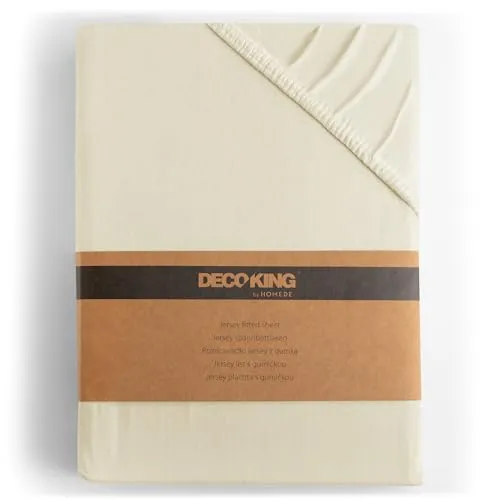 DecoKing Spannbettlaken 80x200 90x200 cm 100% gekämmte Baumwolle Beige Spannbetttücher Jersey Boxspringbett Amber 80 x 200 90 x 200