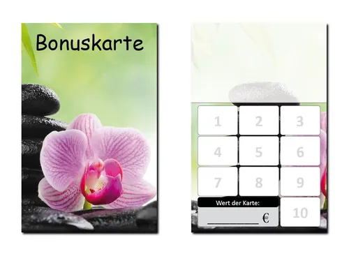Stück Neutrale Treuekarten Bonuskarten Wellness Orchidee Blumen (BOK-416) 100