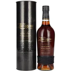 Zacapa Ron Edición Negra, Premium-Rum 700 ml - Premium-Rum aus Guatemala mit rauchigem Geschmack, gereift in ausgebrannten Fässern. Ideal zum puren Genuss in einer eleganten Geschenkebox.