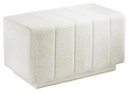 Kobolo Sitzbank AMARU - Elegante Bouclestoff-Hocker in Weiß - Sitzbänke mit stilvollem Bouclestoff, ideal für jeden Wohnraum. Hochwertige Verarbeitung und modernes Design vereinen Komfort und Eleganz.