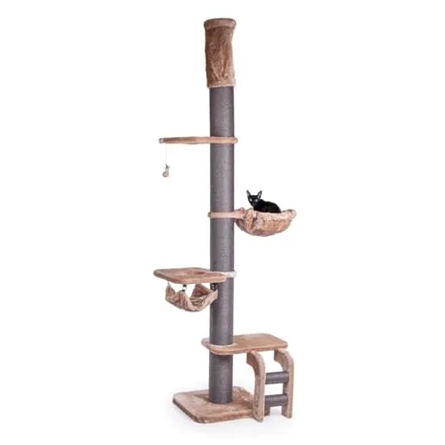XXL Kratzbaum Lofty Cappuccino - Hochwertiger Deckenspanner für Katzen - Aktivitätskratzbaum in Cappuccino, ideal für große Katzen und Wohnräume, bietet sicheren Halt und viel Platz zum Spielen und Entspannen.