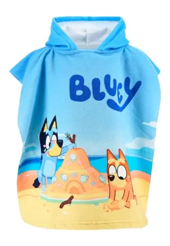BlueY Badeponcho Kinder mit Kapuze 55x110 cm, Saugstarker Strandponcho & Handtuchponcho für Mädchen & Jungen, Schnelltrocknendes Mikrofaser Badetuch für Pool, Strand & Urlaub, Offizielles Motiv