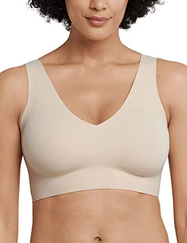 Schiesser Damen nahtloses Bustier mit herausnehmbaren Pads - Invisible Soft BH, Sand - Korsagen & Bustiers für Damen; unsichtbarer V-Ausschnitt und extra-softe Micro-Qualität mit Lasercut-Abschlüssen für optimalen Tragekomfort und perfekten Halt.