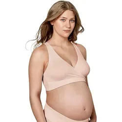 Medela Keep Cool Sleep Nahtloses Schwangerschafts- und Still-Bustier – BH ohne Bügel mit atmungsaktivem Rückenteil und Soft-Touch-Stoff Chai L - Beige