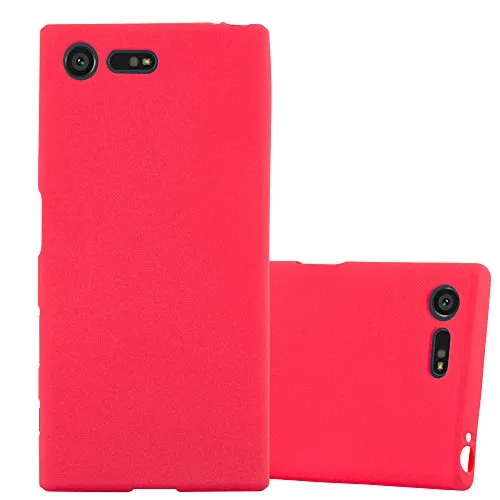 Cadorabo Hülle kompatibel mit Sony Xperia X COMPACT Schutzhülle TPU Silikon Case Frost Design Slim Kratzfest Weiche Gummi mit Rundumschutz Case Hülle für Sony Xperia X COMPACT in Rot
