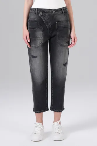 M.O.D Miracle of Denim Ira Boy Fit Jeans Damen Attention Black - Die ‘Ira Boy Fit’ Jeans von M.O.D vereint lässigen Style mit Komfort. Die Destroyed-Effekte und der lockere Schnitt machen sie zum idealen Begleiter für entspannte Tage. Perfekt für einen urbanen Look!