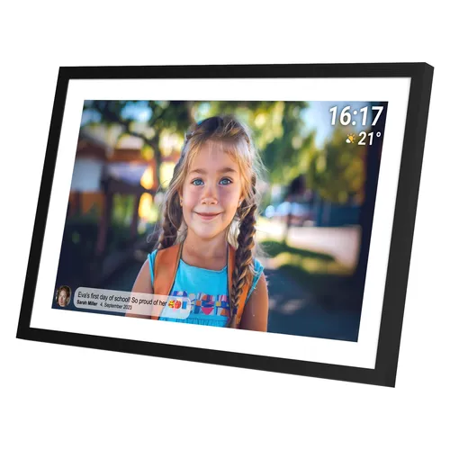 FRAMEO PFF-1516 - Black/White 15.6” Wi-Fi Digital Photo Frame - Digitale Bilderrahmen mit 15.6” FULL HD IPS Touchscreen und 16GB Speicher. Ideal zum Teilen von Fotos und Videos über die FRAMEO App mit Freunden und Familie.
