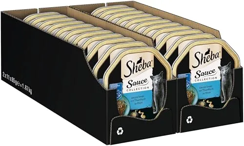 SHEBA Schale Nassfutter für Katzen Sauce Lover mit Thunfisch - Köstliches Nassfutter in verschiedenen Saucen für anspruchsvolle Katzen. Ideal für genussvolle Mahlzeiten und höchste Zufriedenheit.