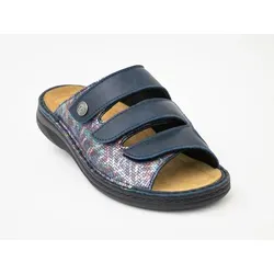Franken-Schuhe Art. 32033-B50 Farbe: "marine" Damen Comfort Pantolette (mit loser Einage & Spezialweite "M", STRECH Einsatz für Hallux Valgus, weiches Innenfutter) "Made in GERMANY", echt Leder, STRETCH, Weite M 38 EU