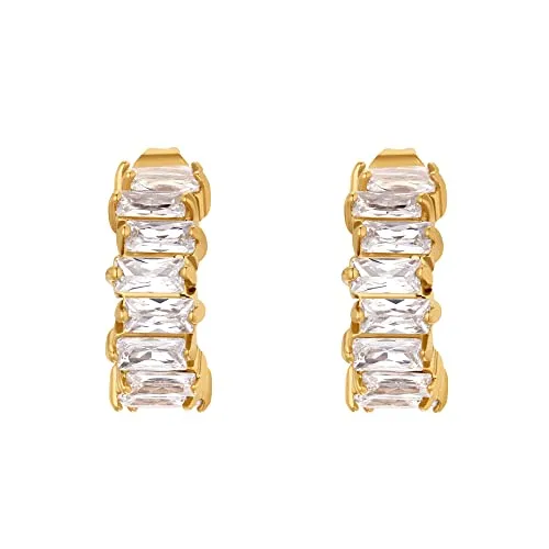 Heideman Ohrringe Ida Damen - aus hochwertigem Edelstahl - silber gold rosegold farbend poliert - Ohrstecker mit Stein weiss für Frauen - 19mm Durchmesser