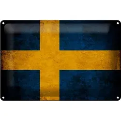 Hebold Metallschild Schild Blech 30x20cm - Made in Germany - Flagge Schweden Fahne Metall