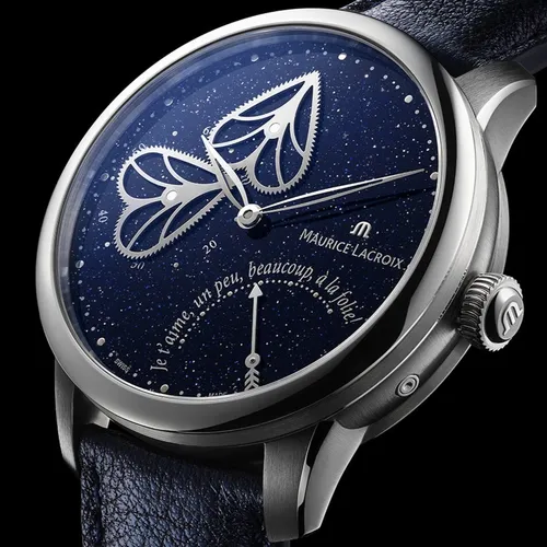 Maurice Lacroix Masterpiece Embrace Automatik Damenarmbanduhr - Elegante Damenarmbanduhr mit 37 Steinen, Saphirglas und mechanischem Uhrwerk. Stilvolles Design in Blau mit Diamantbesatz und Datumsanzeige – ideal für besondere Anlässe.