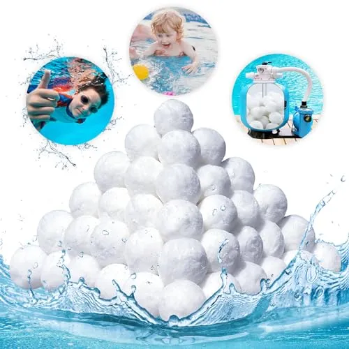 Filterbälle Pool 1400g, Medienfilterbälle für Schwimmbad,Filterballs Kann 50kg Filtersand Ersetzen, Filterball für Schwimmbäder für Sandfilteranlage Schwimmbad,Poolreinigung Zubehö (White-1400g)
