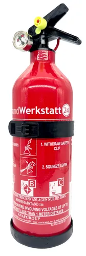 Aluminium ABC-Autofeuerlöscher 1 kg 'Pia' mit Halter und Manometer - Zuverlässiger Feuerlöscher für Fahrzeuge, ideal für Brandklassen ABC. Kompakt und leicht, einfach zu montieren – für mehr Sicherheit unterwegs.