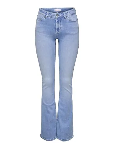 ONLY Onlblush Mid Flared DNM Tai198 Noos - Jeans für Jugendliche, mit ausgestelltem Schnitt und Gürtelschlaufen, perfekt für lässige Outfits und hohen Tragekomfort.