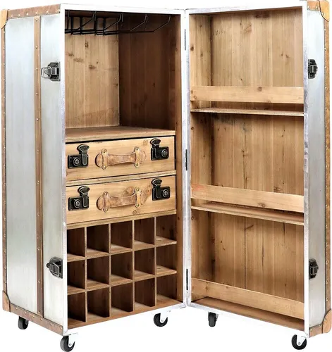 Bar Koffer Schrankkoffer im Vintage Look, Alu Design - Dekoartikel, Wohnzimmer,