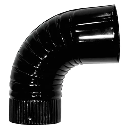 Schwarzes vitrifiziertes Winkelrohr für Öfen 120 mm, 90° - Vitrifiziertes Ofenwinkelrohr 90° mit einem Durchmesser von 120 mm in elegantem Schwarz. Ideal für die Installation an Holzöfen, bietet es hohe Stabilität und Langlebigkeit im Einsatz.