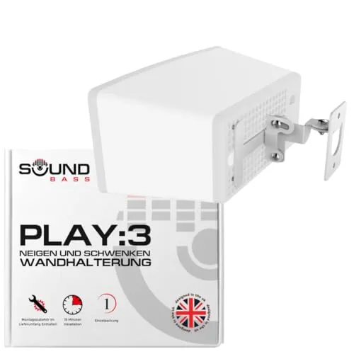 Soundbass Play 3 Wandhalterung - Lautsprecherwandhalterungen mit verstellbarem Dreh- und Neigungsmechanismus für optimale Audioleistung und einfache Installation, kompatibel mit Sonos Play:3.