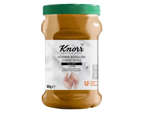 Knorr Professional Hühner Bouillon Geliert 800 g - Kräuter & Gewürze - Vollmundige gelierte Hühner Bouillon, ideal für gebundene und klare Suppen sowie Saucen in verschiedenen Variationen.